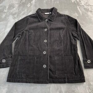 VTG Studio Works Jacket Womens 2X Black Corduroy Button Front 90s Grunge Edgy